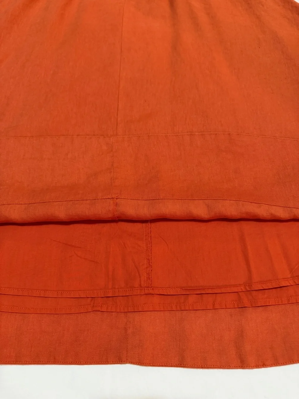 STAUD A-Line Maxi 100% Linen Skirt in Deep Orange 10 - Picture 6 of 8